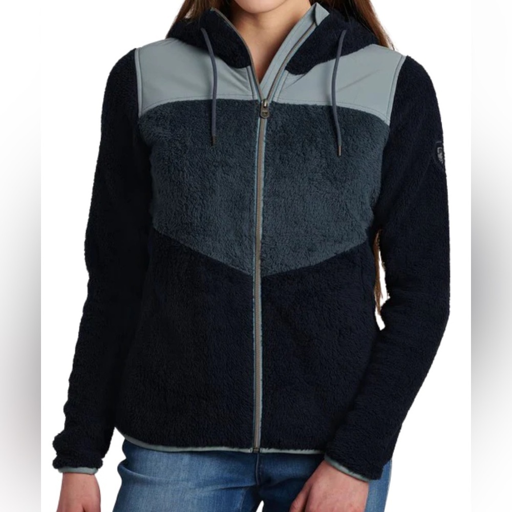 Kuhl Jacket Women Blue Prism Hoody Fleece Dark Storm Activewear Warm Cozy small